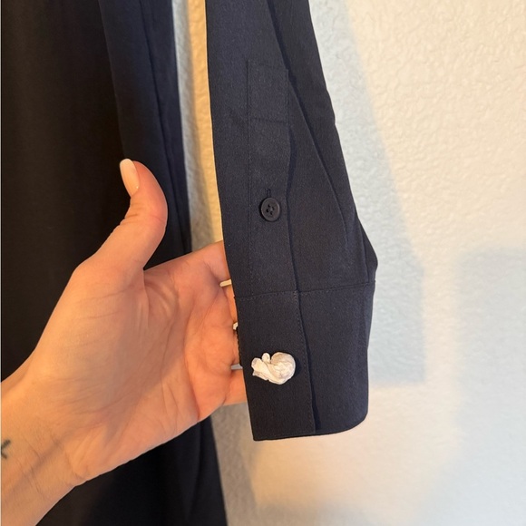 NWT Tory Burch Jane Ruffle Crepe Shirt Dress, Navy Blue, Luxury, size 12 - Picture 5 of 10